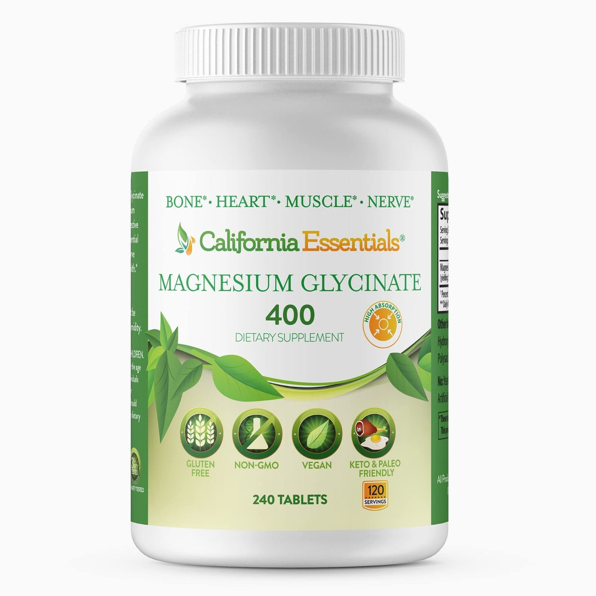 California Essentials Magnesium Glycinate 400 mg, 240 tablets