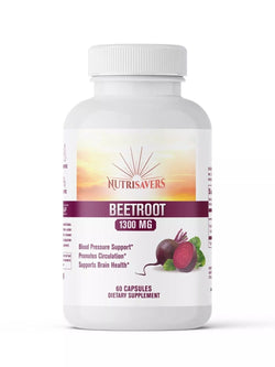 Nutri Saver Beetroot 1300mg Capsules - Vegan, Non GMO, Gluten-Free - 60 Capsules