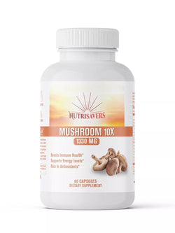 Mushroom 10X Complex Immune Booster - Natural Energy & Stress Relief - 60 Caps