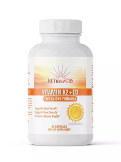 Vitamin K2 + D3, High Strength, Helps Bone Health and Healthy Muscles - 60 Caps