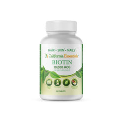 Biotin 10000 mcg - Hair Skin Nails Vitamins Supplements for Women & Men - Pure Natural Vegetarian Biotin Tablets