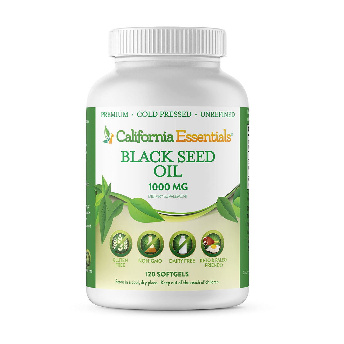 California Essentials Black Seed Oil 1000mg Softgels - Cold Pressed Nigella Sativa - Antioxidant & Immune Support