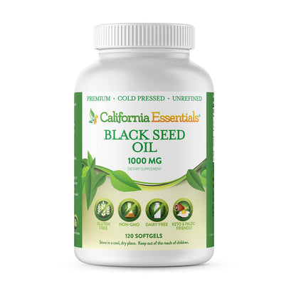 California Essentials Black Seed Oil 1000mg Softgels - Cold Pressed Nigella Sativa - Antioxidant & Immune Support