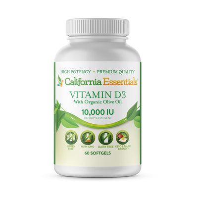 California Essentials Vitamin D3 10,000 IU with Organic Olive Oil Softgels