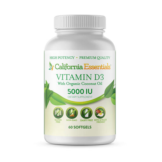 California Essentials Vitamin D3 5000 IU Softgels with Organic Coconut Oil